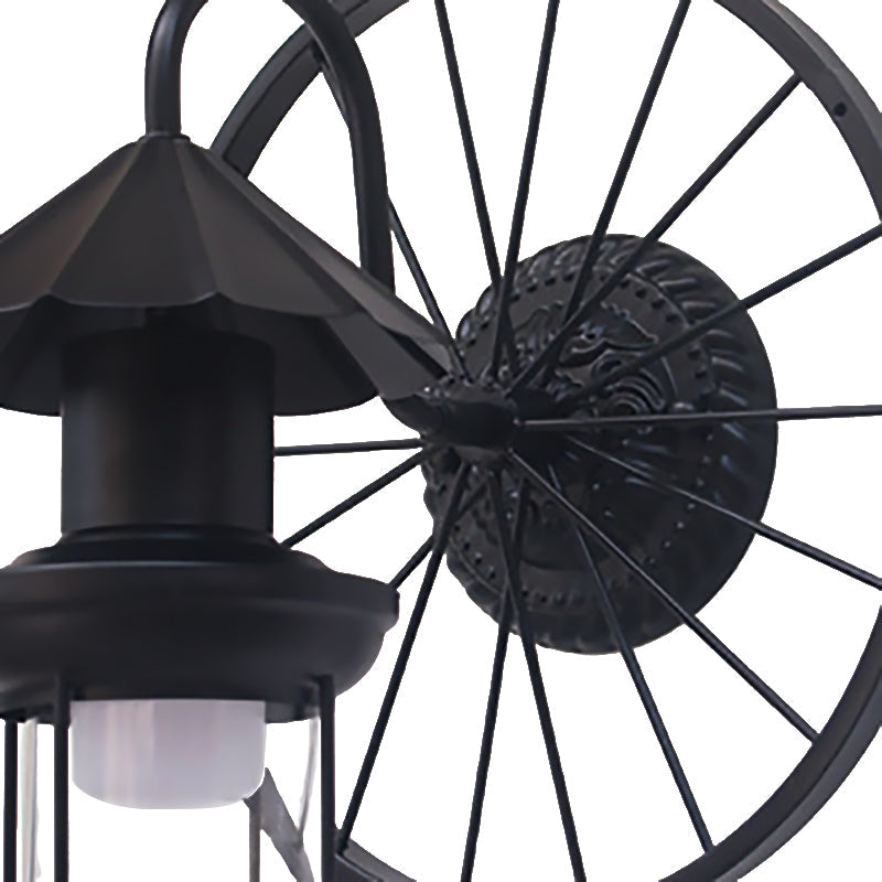 Frendorf | Zwarte/Bronzen Lantaarn Wandlamp Vintage Industrieel Metaal 1 Verlichting Restaurant Wandlamp met Wieldecoratie