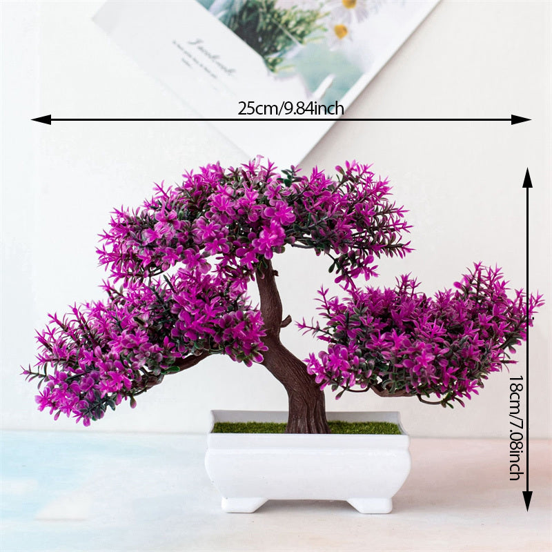 Frendorf | BlossomBonsai künstlicher Baum – realistischer Mini-Bonsai mit rosa Blüte