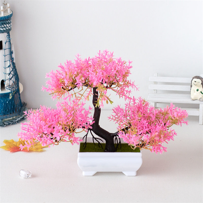 Frendorf | BlossomBonsai künstlicher Baum – realistischer Mini-Bonsai mit rosa Blüte