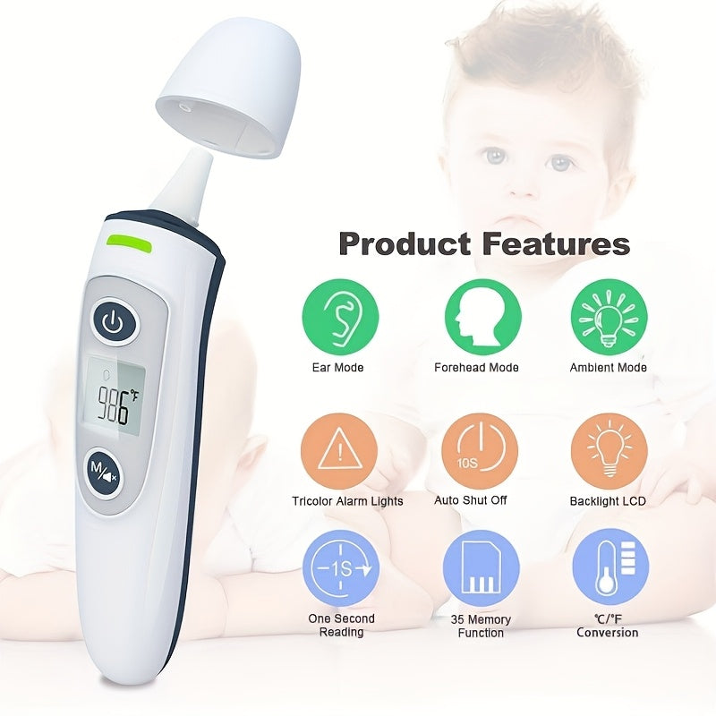 Frendorf | 2-in-1 Digitalthermometer mit schneller 1-Sekunden-Messung - Geeignet für Stirn und Ohr
