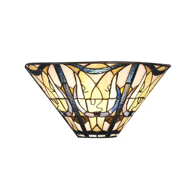 Frendorf | Mehrfarbige nach oben gerichtete Wandleuchte aus Tiffany-Glas, Wandmontageleuchte für zu Hause