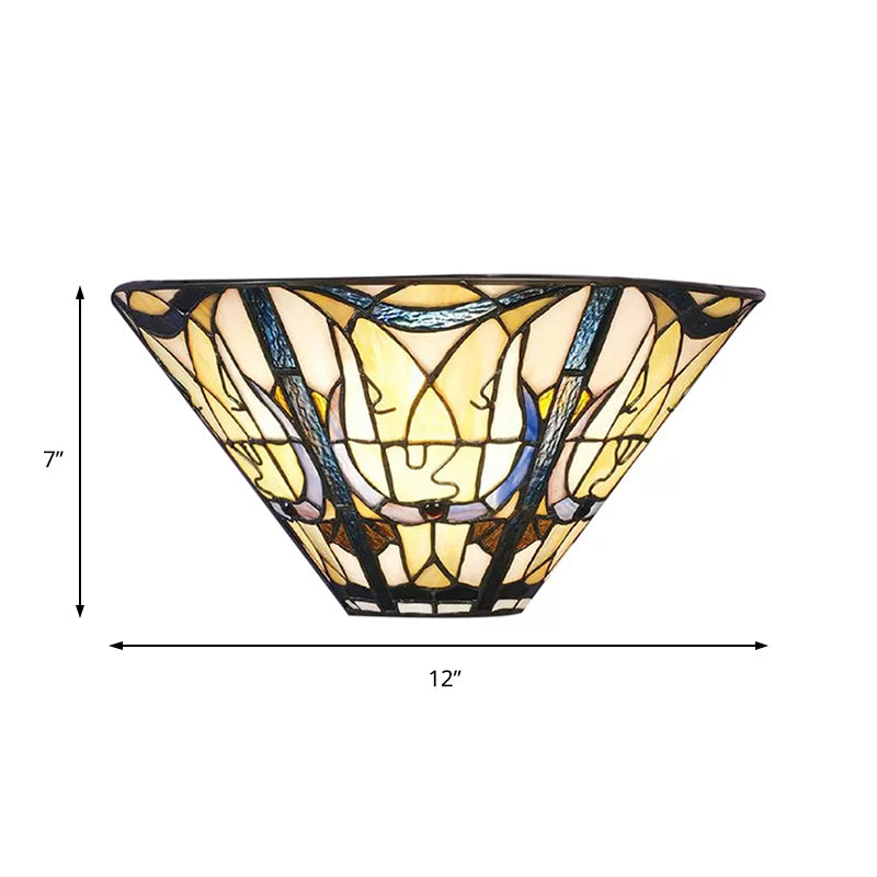 Frendorf | Mehrfarbige nach oben gerichtete Wandleuchte aus Tiffany-Glas, Wandmontageleuchte für zu Hause