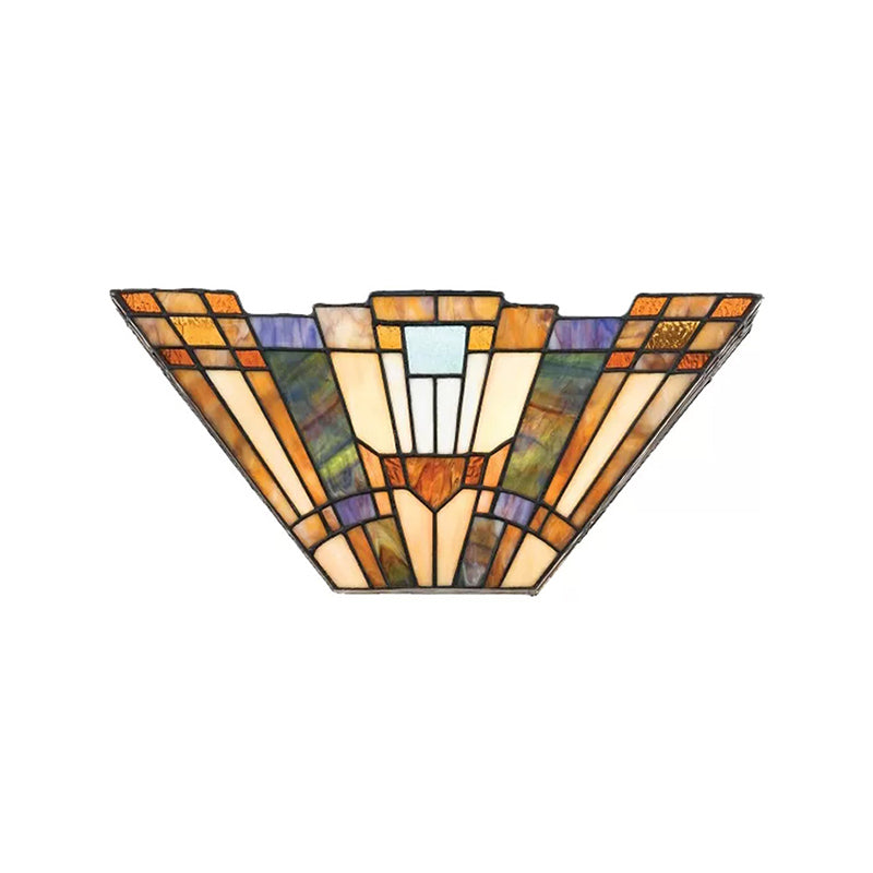 Frendorf | Mehrfarbige nach oben gerichtete Wandleuchte aus Tiffany-Glas, Wandmontageleuchte für zu Hause