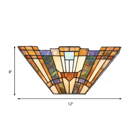 Frendorf | Mehrfarbige nach oben gerichtete Wandleuchte aus Tiffany-Glas, Wandmontageleuchte für zu Hause