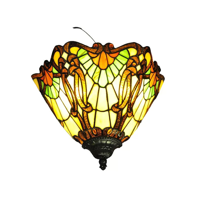 Frendorf | Mehrfarbige nach oben gerichtete Wandleuchte aus Tiffany-Glas, Wandmontageleuchte für zu Hause