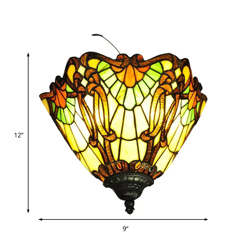 Frendorf | Mehrfarbige nach oben gerichtete Wandleuchte aus Tiffany-Glas, Wandmontageleuchte für zu Hause