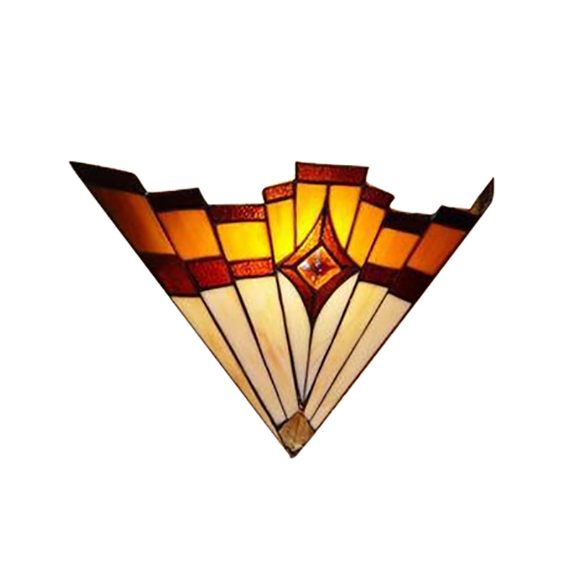 Frendorf | Missionstijl Driehoek Wandlamp Geëtst Glas 1 Licht Binnen Wandverlichting voor Hal