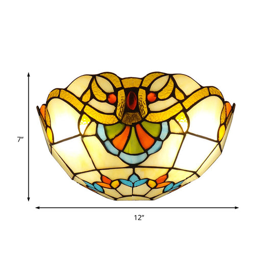 Frendorf | Victorian Bowl Wandbeleuchtung 1 Licht Buntglas Wandleuchte in Mehrfarben für Flur