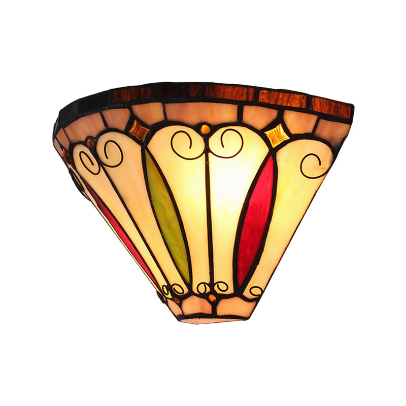 Frendorf | 2 Lichter Mini Wandleuchte mit Schalenlampenschirm Buntglas Vintage Wandleuchte in Mehrfarbig