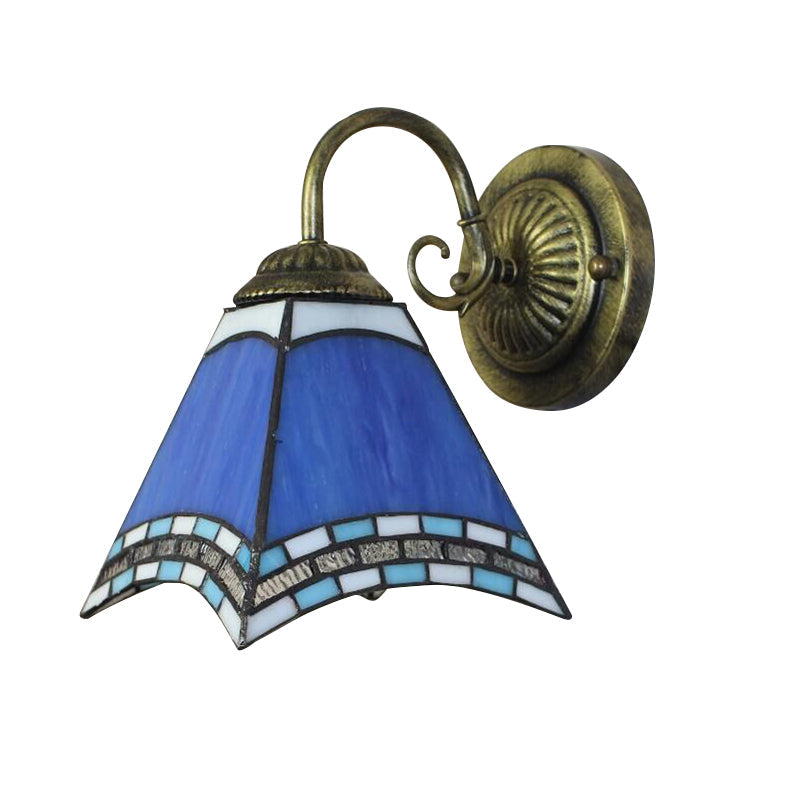 Frendorf | Blaue Pyramid Wandbeleuchtung Nautical Mission 1 Licht Buntglas Wandmontage Licht für Foyer