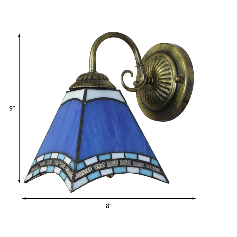 Frendorf | Blaue Pyramid Wandbeleuchtung Nautical Mission 1 Licht Buntglas Wandmontage Licht für Foyer
