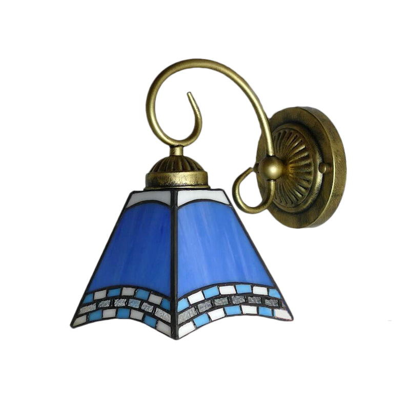 Frendorf | Blaue Pyramid Wandbeleuchtung Nautical Mission 1 Licht Buntglas Wandmontage Licht für Foyer