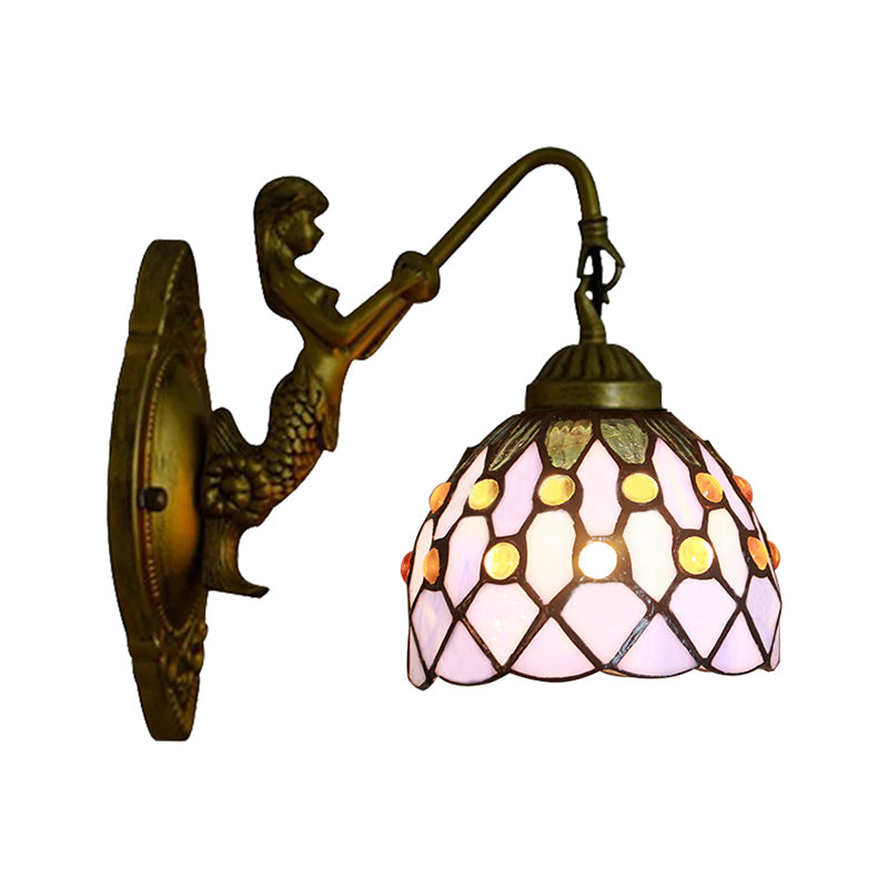 Frendorf | Vintage Dome Wandlamp Gecombineerd Glas Één Licht Mini Wandlamp in Messing