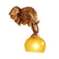 Frendorf | Gouden 1-bol wandverlichting traditionele orb crackle matglas wandlamp met resin olifant achterplaat