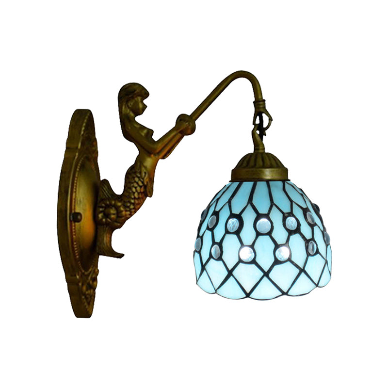 Frendorf | Vintage Dome Wandlamp Gecombineerd Glas Één Licht Mini Wandlamp in Messing
