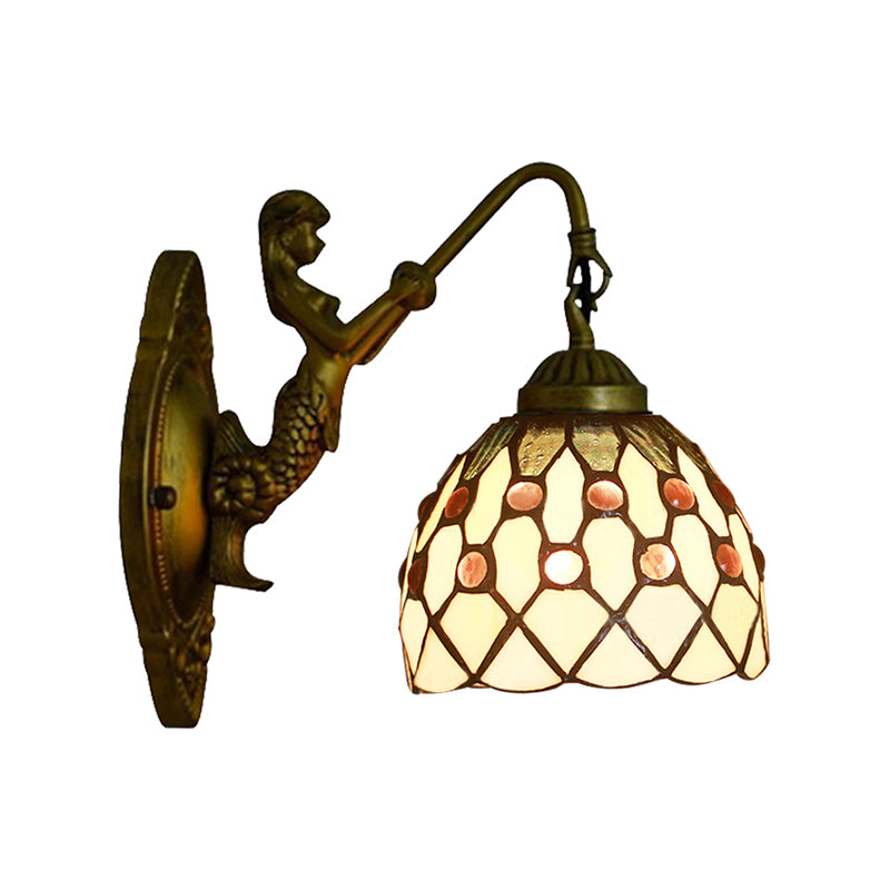 Frendorf | Vintage Dome Wandlamp Gecombineerd Glas Één Licht Mini Wandlamp in Messing