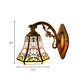 Frendorf | Glas-in-lood Bel Wandlamp met Verouderde Messing Gebogen Arm 1 Licht Lodge Wandmontage Lamp