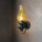 Frendorf | Vase Courtyard Wandverlichting Industriële Textuur Wit / Doorzichtig / Geel Kraakglas 1 Lamp Zwarte Wandlamp