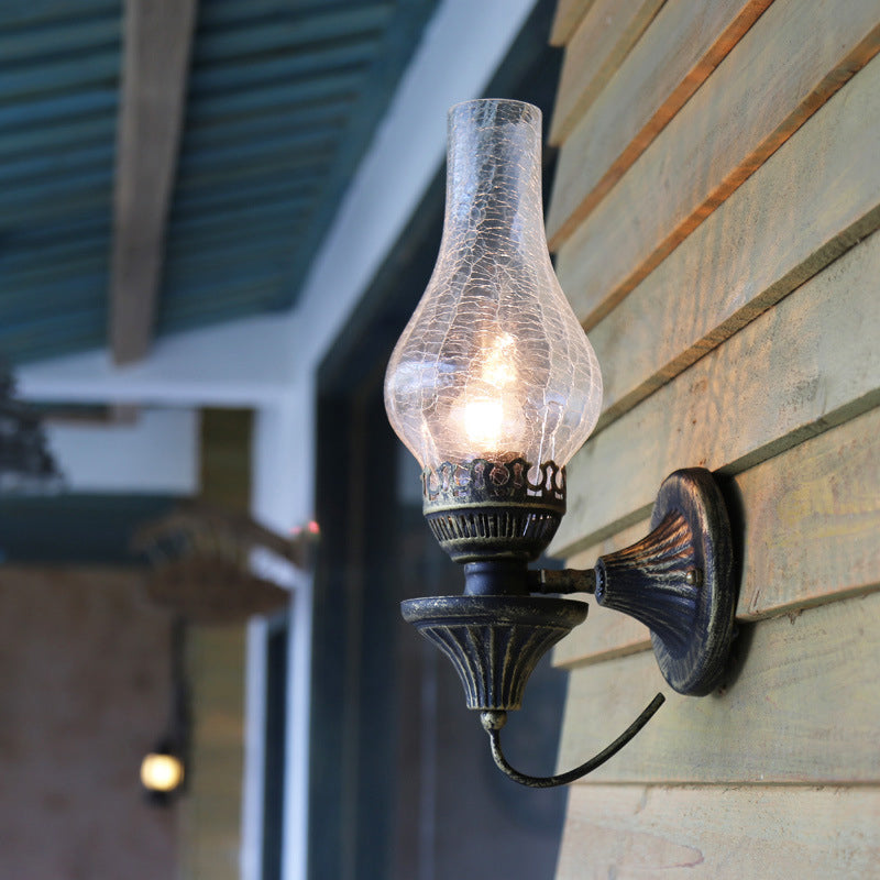 Frendorf | Vase Courtyard Wandverlichting Industriële Textuur Wit / Doorzichtig / Geel Kraakglas 1 Lamp Zwarte Wandlamp