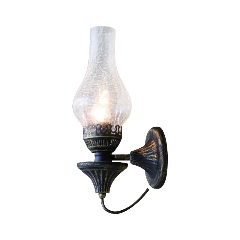 Frendorf | Vase Courtyard Wandverlichting Industriële Textuur Wit / Doorzichtig / Geel Kraakglas 1 Lamp Zwarte Wandlamp