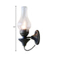 Frendorf | Vase Courtyard Wandverlichting Industriële Textuur Wit / Doorzichtig / Geel Kraakglas 1 Lamp Zwarte Wandlamp