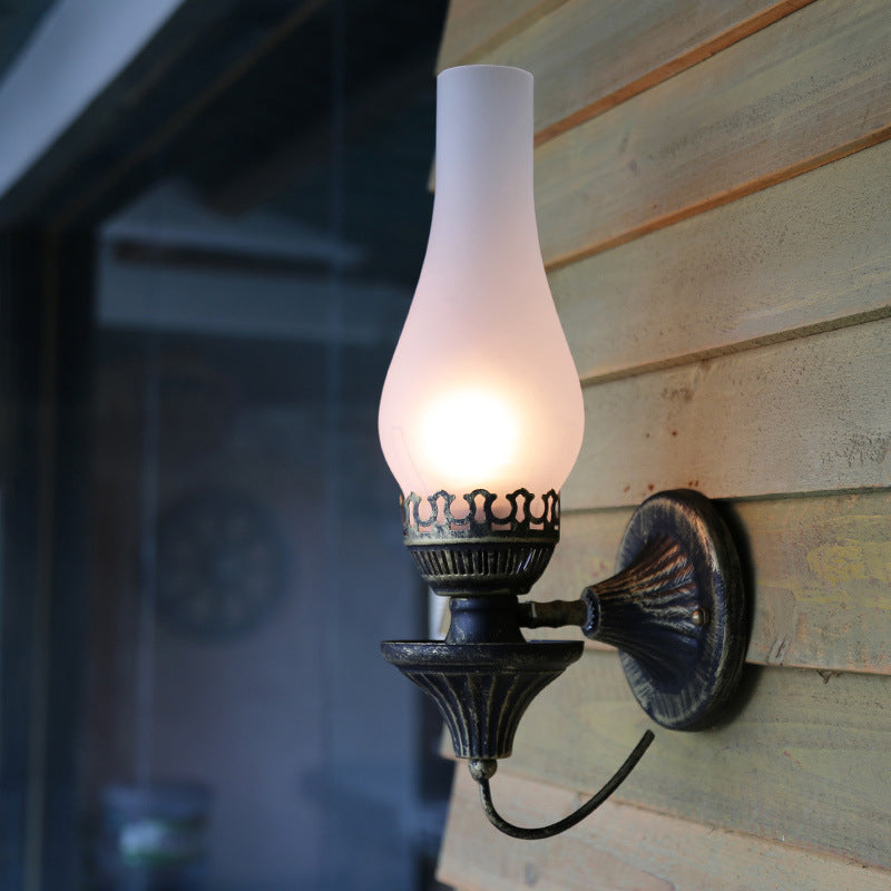 Frendorf | Vase Courtyard Wandverlichting Industriële Textuur Wit / Doorzichtig / Geel Kraakglas 1 Lamp Zwarte Wandlamp