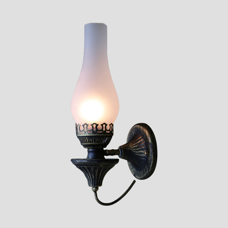 Frendorf | Vase Courtyard Wandverlichting Industriële Textuur Wit / Doorzichtig / Geel Kraakglas 1 Lamp Zwarte Wandlamp