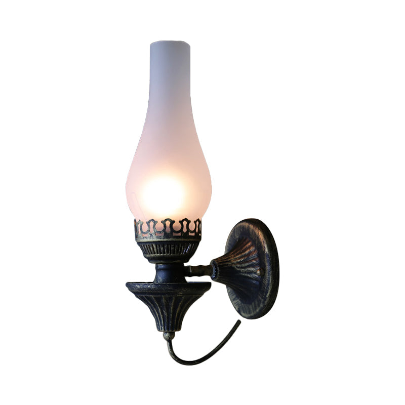 Frendorf | Vase Courtyard Wandverlichting Industriële Textuur Wit / Doorzichtig / Geel Kraakglas 1 Lamp Zwarte Wandlamp