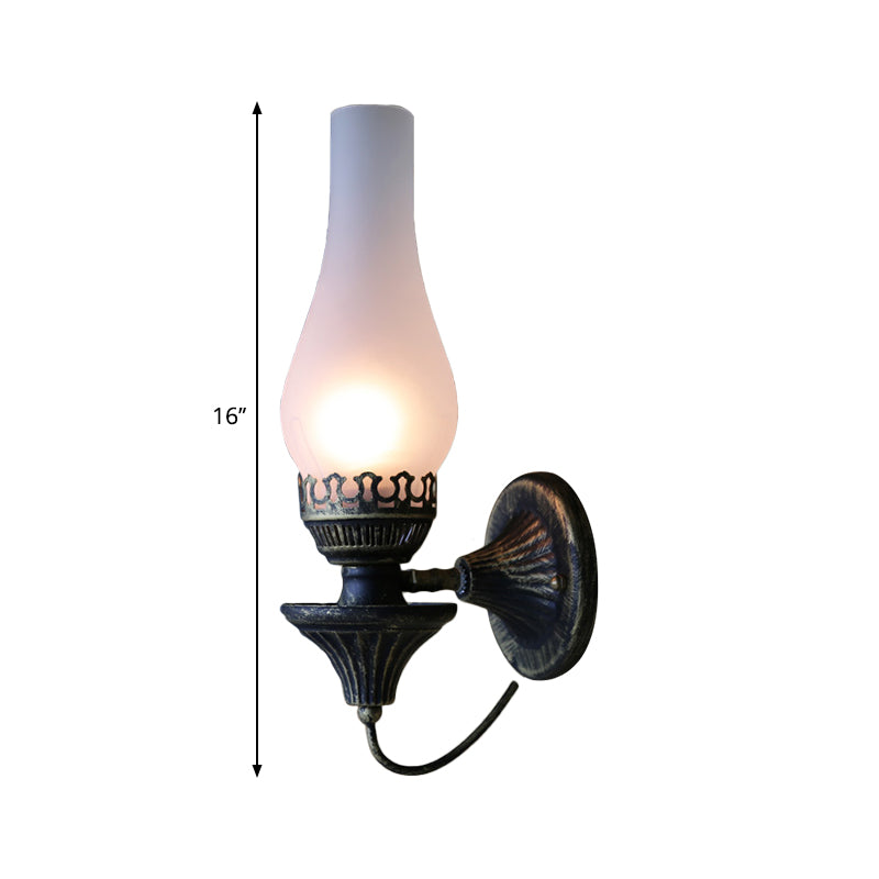 Frendorf | Vase Courtyard Wandverlichting Industriële Textuur Wit / Doorzichtig / Geel Kraakglas 1 Lamp Zwarte Wandlamp