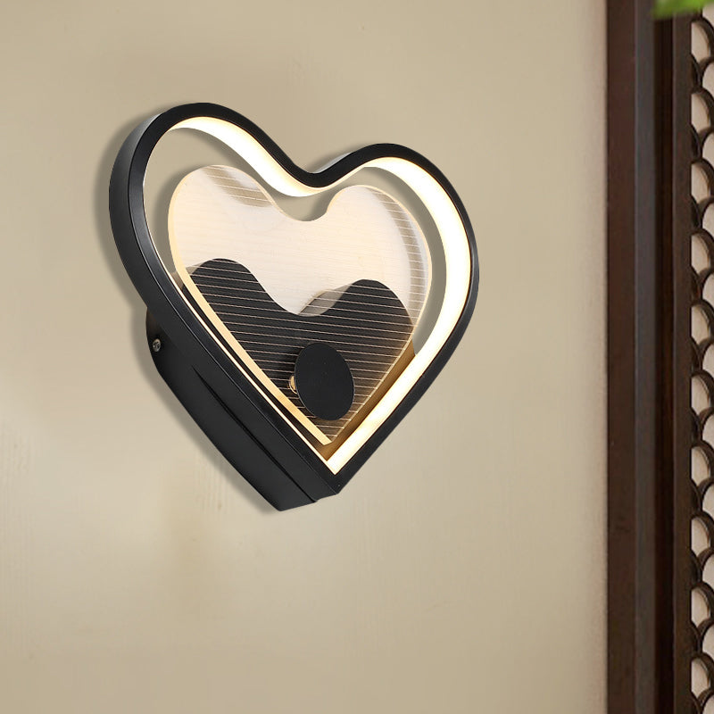 Frendorf | Herz/Wolke Wandbeleuchtung Nordic Acryl Schwarz/Weiß LED Wandmontierte Lichtleuchte für Schlafzimmer