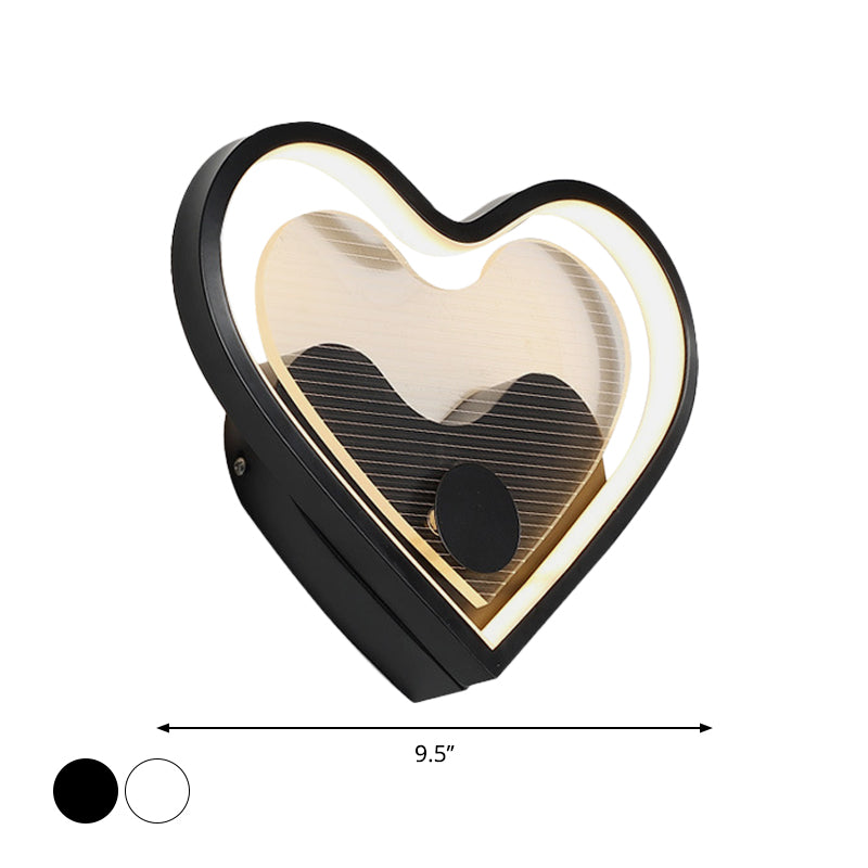Frendorf | Herz/Wolke Wandbeleuchtung Nordic Acryl Schwarz/Weiß LED Wandmontierte Lichtleuchte für Schlafzimmer