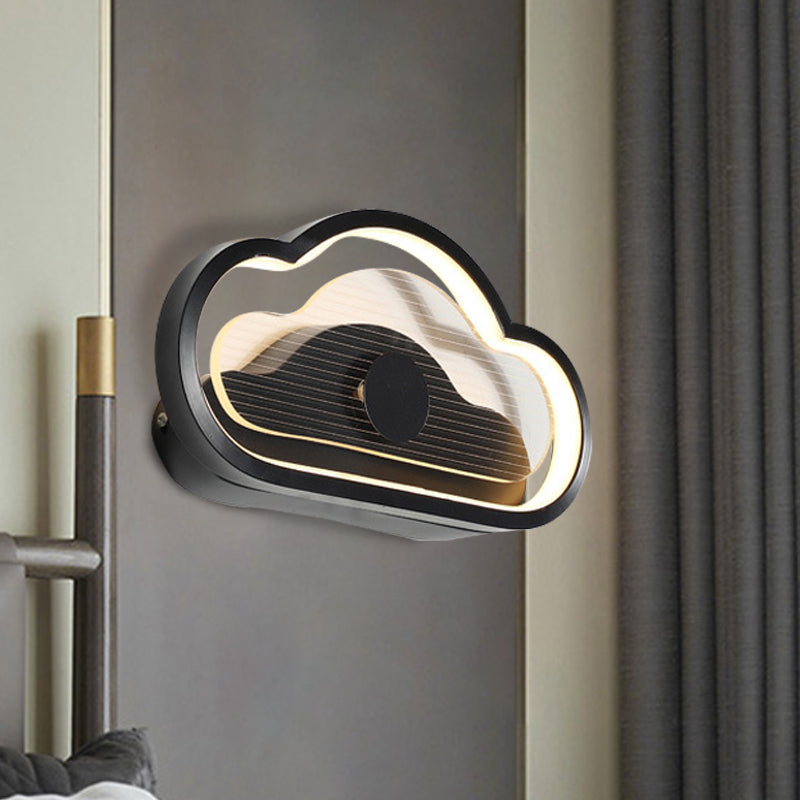 Frendorf | Herz/Wolke Wandbeleuchtung Nordic Acryl Schwarz/Weiß LED Wandmontierte Lichtleuchte für Schlafzimmer