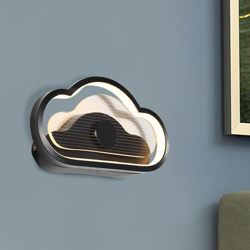 Frendorf | Herz/Wolke Wandbeleuchtung Nordic Acryl Schwarz/Weiß LED Wandmontierte Lichtleuchte für Schlafzimmer