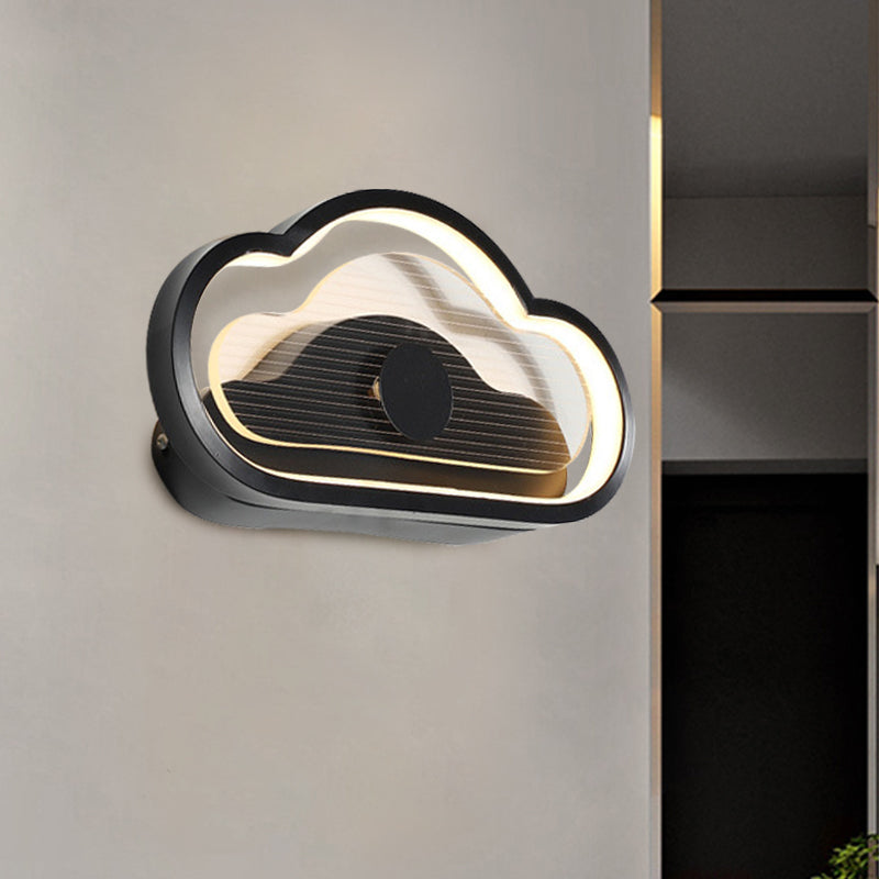 Frendorf | Herz/Wolke Wandbeleuchtung Nordic Acryl Schwarz/Weiß LED Wandmontierte Lichtleuchte für Schlafzimmer