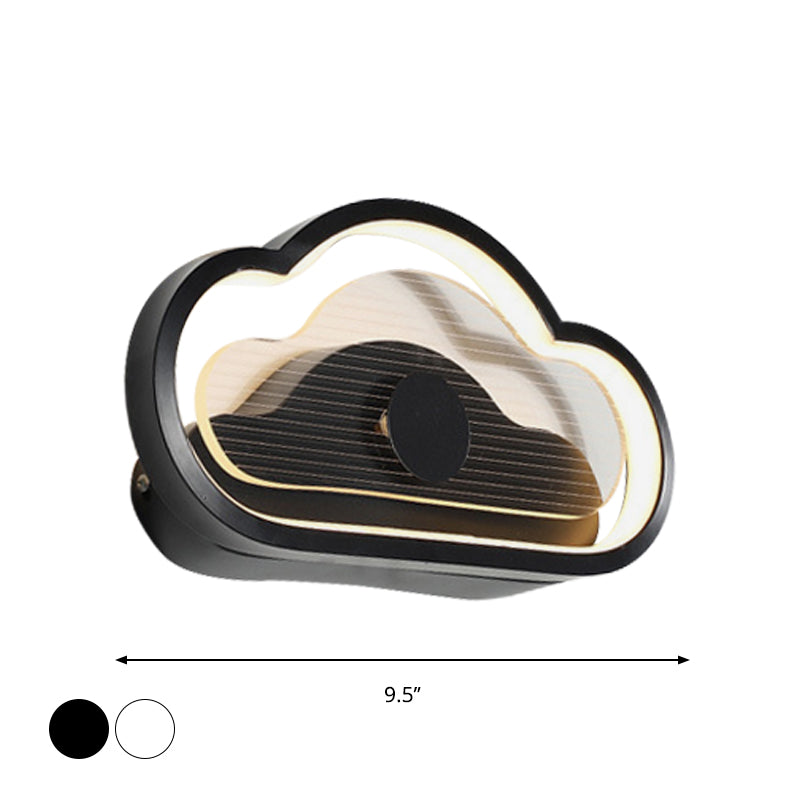 Frendorf | Herz/Wolke Wandbeleuchtung Nordic Acryl Schwarz/Weiß LED Wandmontierte Lichtleuchte für Schlafzimmer