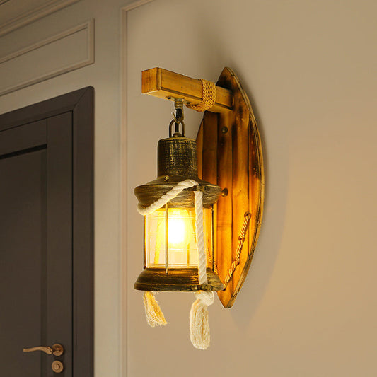 Frendorf | Einzelne Glühbirne Wandleuchte Sconce Ländlicher Stil Laterne Klarglas Wandmontierte Lampe in Antikbronze