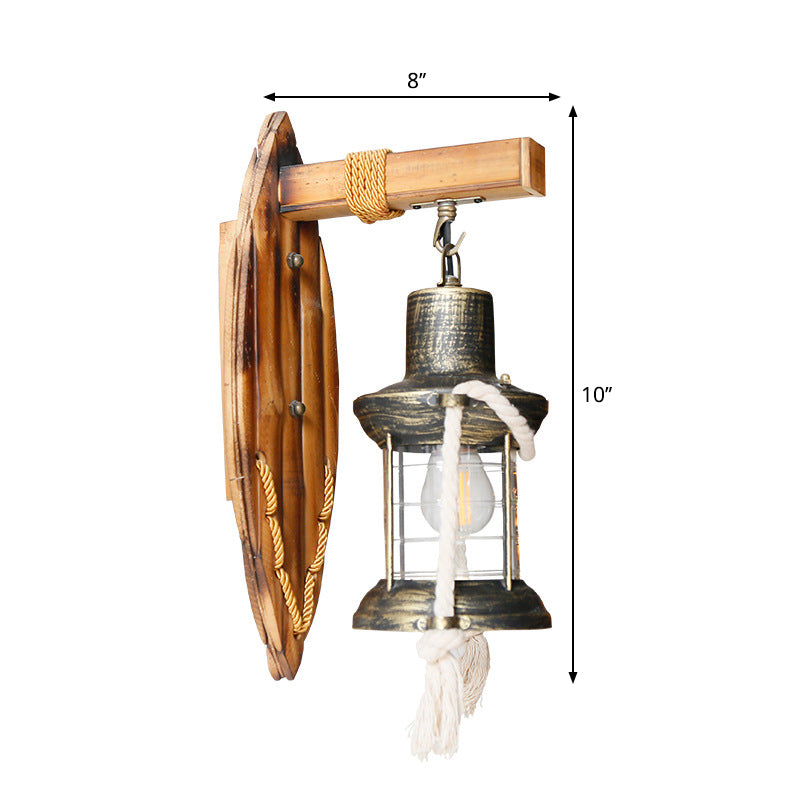 Frendorf | Einzelne Glühbirne Wandleuchte Sconce Ländlicher Stil Laterne Klarglas Wandmontierte Lampe in Antikbronze
