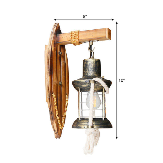 Frendorf | Einzelne Glühbirne Wandleuchte Sconce Ländlicher Stil Laterne Klarglas Wandmontierte Lampe in Antikbronze