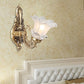 Frendorf | Messing 1/2 Glühbirnen Wandleuchte Landhaus Klar Gerippt Glas Blumenform Wandmontierte Lampe