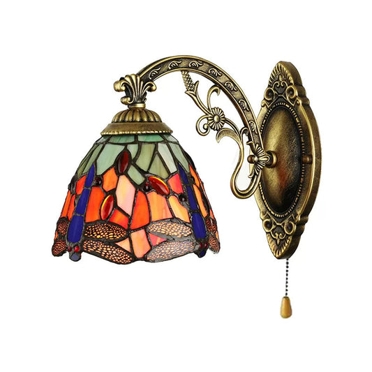 Frendorf | Lodge Style Libelle Wandmontage Licht Gevlochten Glas Multicolor Wandlamp Verlichting