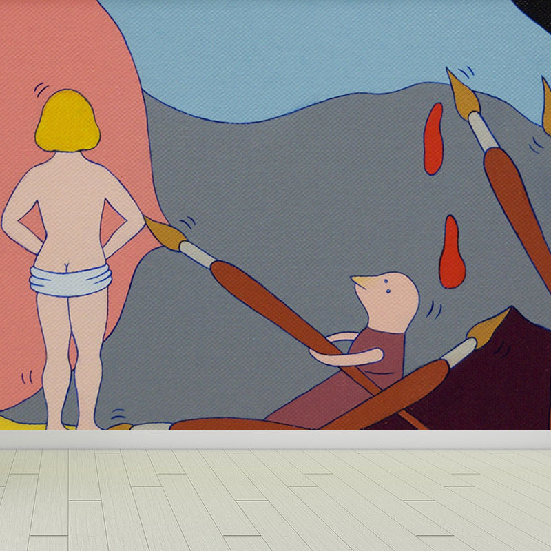 Illustrationsstil Figur Wandmural Riesige Wandverkleidung für Esszimmer, Anpassung