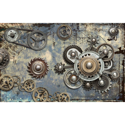 Industrielle Metallgetriebe Wandmural Helle Farbe Kettenübertragung Wandverkleidung
