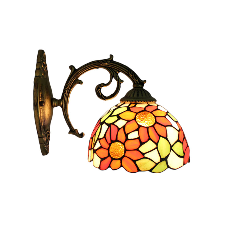 Frendorf | Lodge Flower Wand lamp met gebogen arm 1 licht mini wandverlichting voor woonkamer