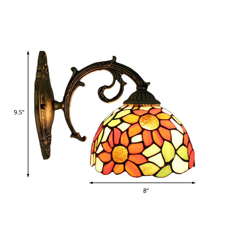 Frendorf | Lodge Flower Wand lamp met gebogen arm 1 licht mini wandverlichting voor woonkamer
