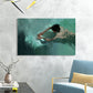 Grünes Pool- und Schwimmer-Leinwandstrukturoberfläche Modernes Wohnzimmer Wandkunst