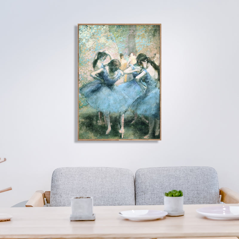 Frendorf | Blaues Degas Balletttänzer Gemälde Texturiert Vintage Wohnzimmer Leinwand Wandkunst