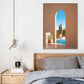 Frendorf | Illustration Gebäude und See Leinwand Kunst Nordic Texturierten Wohnzimmer Wand Dekoration