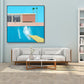 Frendorf | Haus und Schwimmbad Leinwand Texturiert Zeitgenössischer Stil für Jungen Schlafzimmer Malerei