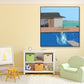 Frendorf | Haus und Schwimmbad Leinwand Texturiert Zeitgenössischer Stil für Jungen Schlafzimmer Malerei