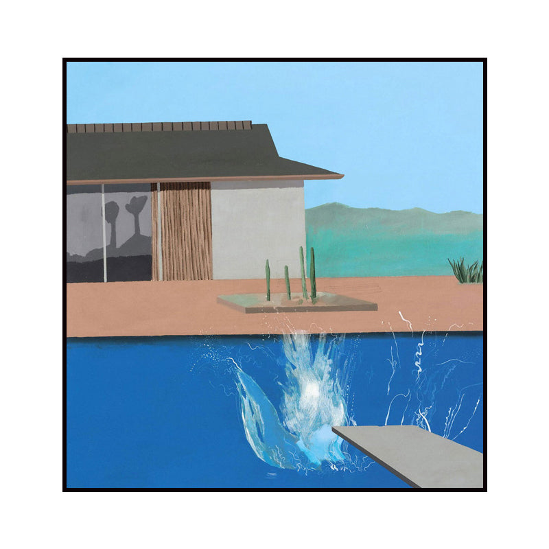 Frendorf | Haus und Schwimmbad Leinwand Texturiert Zeitgenössischer Stil für Jungen Schlafzimmer Malerei